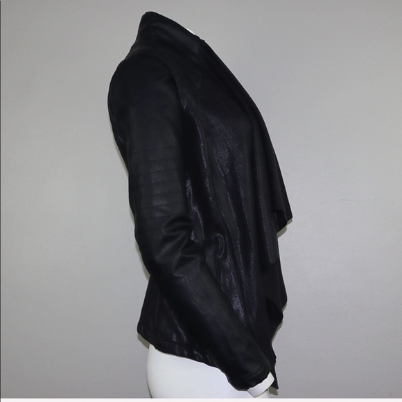 Open Lapel Leather Jacket - Picture 2 of 6